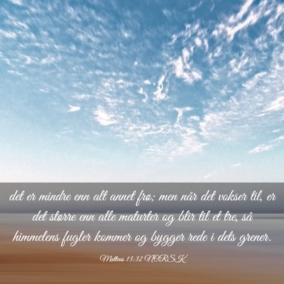 Picture 03 - Matteus 13:32 NORSK - det er mindre enn alt annet frø; men når det - Bible Verse Picture