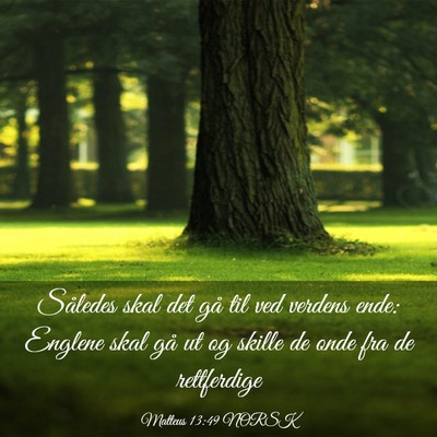 Picture 03 - Matteus 13:49 NORSK - Således skal det gå til ved verdens ende: - Bible Verse Picture