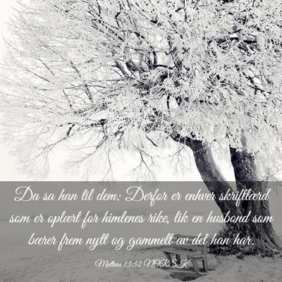 Picture 03 - Matteus 13:52 NORSK - Da sa han til dem: Derfor er enhver skriftlærd - Bible Verse Picture