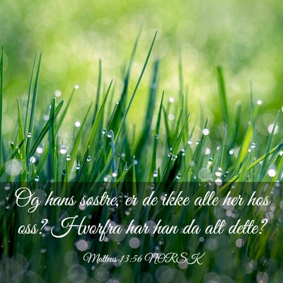 Picture 03 - Matteus 13:56 NORSK - Og hans søstre, er de ikke alle her hos oss? - Bible Verse Picture
