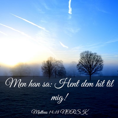 Picture 03 - Matteus 14:18 NORSK - Men han sa: Hent dem hit til - Bible Verse Picture