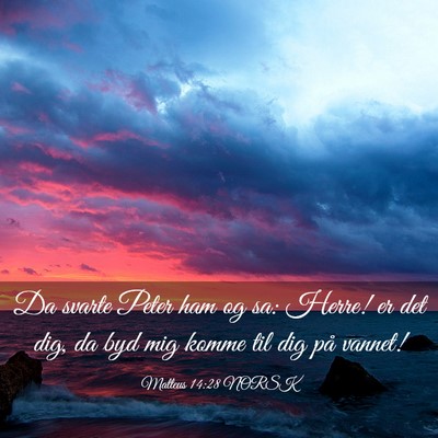 Picture 03 - Matteus 14:28 NORSK - Da svarte Peter ham og sa: Herre! er det dig, da - Bible Verse Picture