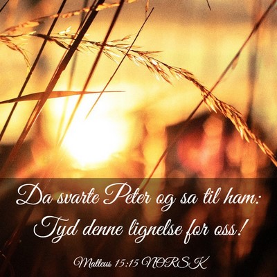 Picture 03 - Matteus 15:15 NORSK - Da svarte Peter og sa til ham: Tyd denne lignelse - Bible Verse Picture