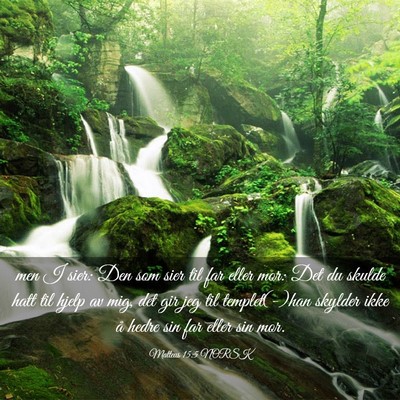 Picture 03 - Matteus 15:5 NORSK - men I sier: Den som sier til far eller mor: Det - Bible Verse Picture