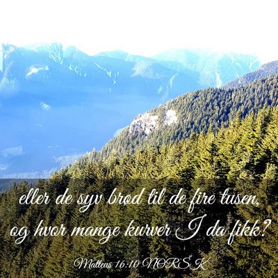 Picture 03 - Matteus 16:10 NORSK - eller de syv brød til de fire tusen, og hvor - Bible Verse Picture
