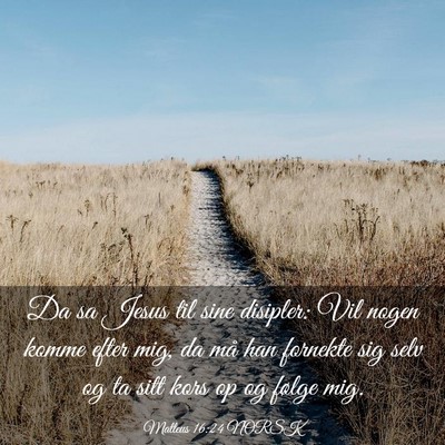 Picture 03 - Matteus 16:24 NORSK - Da sa Jesus til sine disipler: Vil nogen komme - Bible Verse Picture