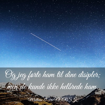 Picture 03 - Matteus 17:16 NORSK - Og jeg førte ham til dine disipler; men de kunde - Bible Verse Picture