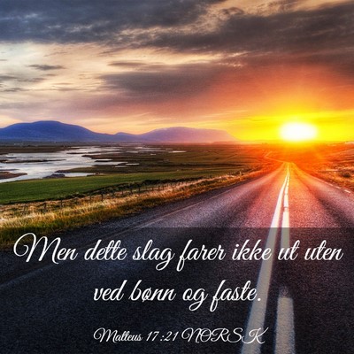Picture 03 - Matteus 17:21 NORSK - Men dette slag farer ikke ut uten ved bønn og - Bible Verse Picture