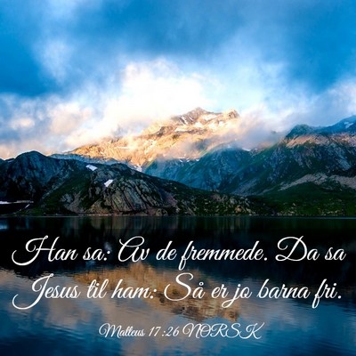 Picture 03 - Matteus 17:26 NORSK - Han sa: Av de fremmede. Da sa Jesus til ham: Så - Bible Verse Picture