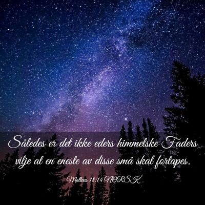 Picture 03 - Matteus 18:14 NORSK - Således er det ikke eders himmelske Faders vilje - Bible Verse Picture
