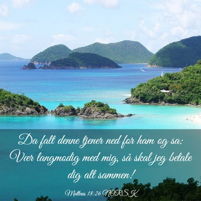 Picture 03 - Matteus 18:26 NORSK - Da falt denne tjener ned for ham og sa: Vær - Bible Verse Picture