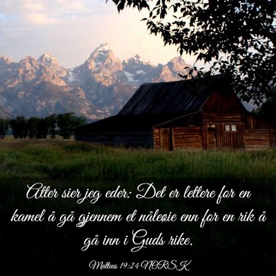 Picture 03 - Matteus 19:24 NORSK - Atter sier jeg eder: Det er lettere for en kamel - Bible Verse Picture