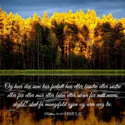 Picture 03 - Matteus 19:29 NORSK - Og hver den som har forlatt hus eller brødre - Bible Verse Picture
