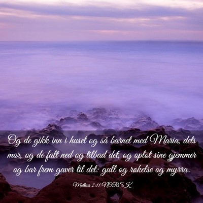 Picture 03 - Matteus 2:11 NORSK - Og de gikk inn i huset og så barnet med Maria, - Bible Verse Picture