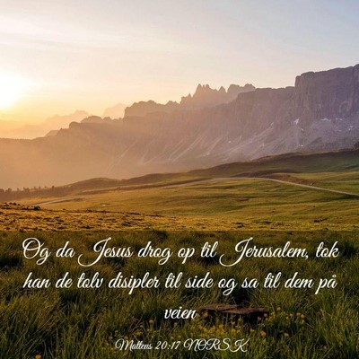 Picture 03 - Matteus 20:17 NORSK - Og da Jesus drog op til Jerusalem, tok han de - Bible Verse Picture