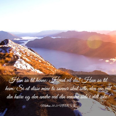 Picture 03 - Matteus 20:21 NORSK - Han sa til henne: Hvad vil du? Hun sa til ham: Si - Bible Verse Picture