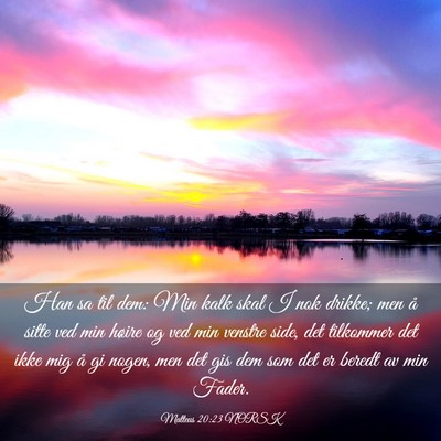 Picture 03 - Matteus 20:23 NORSK - Han sa til dem: Min kalk skal I nok drikke; men - Bible Verse Picture