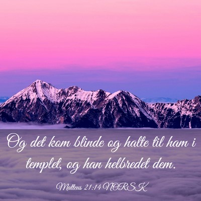Picture 03 - Matteus 21:14 NORSK - Og det kom blinde og halte til ham i templet, og - Bible Verse Picture