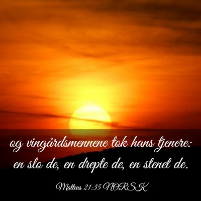 Picture 03 - Matteus 21:35 NORSK - og vingårdsmennene tok hans tjenere: en slo de, - Bible Verse Picture