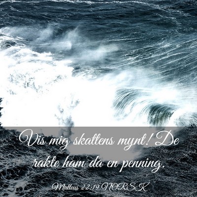 Picture 03 - Matteus 22:19 NORSK - Vis mig skattens mynt! De rakte ham da en - Bible Verse Picture