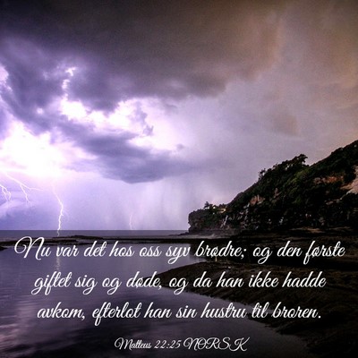 Picture 03 - Matteus 22:25 NORSK - Nu var det hos oss syv brødre; og den første - Bible Verse Picture