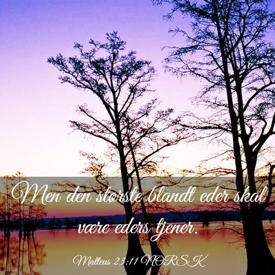 Picture 03 - Matteus 23:11 NORSK - Men den største blandt eder skal være eders - Bible Verse Picture