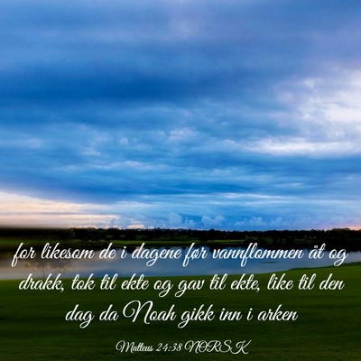 Picture 03 - Matteus 24:38 NORSK - for likesom de i dagene før vannflommen åt og - Bible Verse Picture