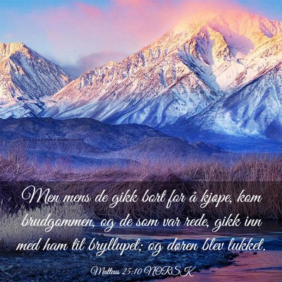 Picture 03 - Matteus 25:10 NORSK - Men mens de gikk bort for å kjøpe, kom - Bible Verse Picture