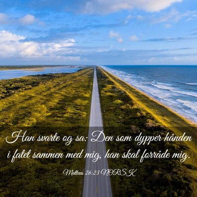 Picture 03 - Matteus 26:23 NORSK - Han svarte og sa: Den som dypper hånden i fatet - Bible Verse Picture