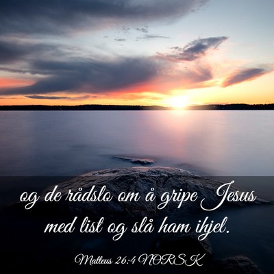 Picture 03 - Matteus 26:4 NORSK - og de rådslo om å gripe Jesus med list og slå - Bible Verse Picture