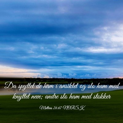 Picture 03 - Matteus 26:67 NORSK - Da spyttet de ham i ansiktet og slo ham med - Bible Verse Picture