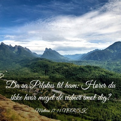 Picture 03 - Matteus 27:13 NORSK - Da sa Pilatus til ham: Hører du ikke hvor meget - Bible Verse Picture