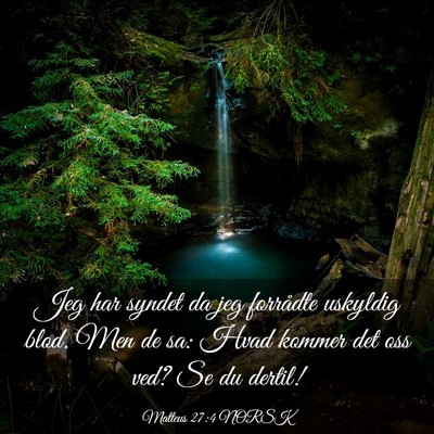 Picture 03 - Matteus 27:4 NORSK - Jeg har syndet da jeg forrådte uskyldig blod. - Bible Verse Picture