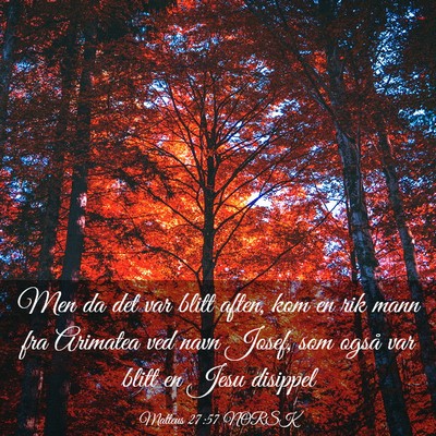 Picture 03 - Matteus 27:57 NORSK - Men da det var blitt aften, kom en rik mann fra - Bible Verse Picture