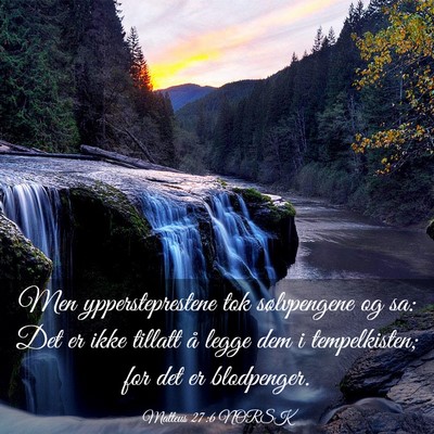 Picture 03 - Matteus 27:6 NORSK - Men yppersteprestene tok sølvpengene og sa: Det - Bible Verse Picture