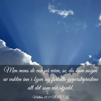 Picture 03 - Matteus 28:11 NORSK - Men mens de var på veien, se, da kom nogen av - Bible Verse Picture