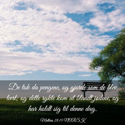 Picture 03 - Matteus 28:15 NORSK - De tok da pengene, og gjorde som de blev lært; - Bible Verse Picture