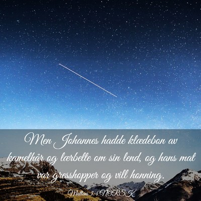 Picture 03 - Matteus 3:4 NORSK - Men Johannes hadde klædebon av kamelhår og - Bible Verse Picture
