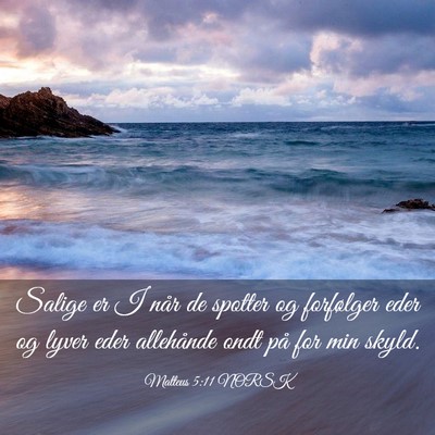 Picture 03 - Matteus 5:11 NORSK - Salige er I når de spotter og forfølger eder og - Bible Verse Picture