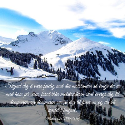 Picture 03 - Matteus 5:25 NORSK - Skynd dig å være føielig mot din motstander - Bible Verse Picture