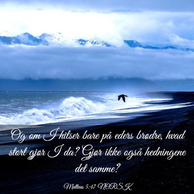 Picture 03 - Matteus 5:47 NORSK - Og om I hilser bare på eders brødre, hvad stort - Bible Verse Picture