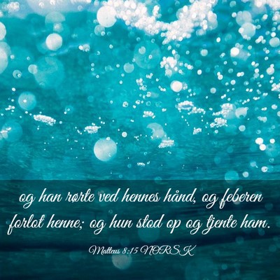 Picture 03 - Matteus 8:15 NORSK - og han rørte ved hennes hånd, og feberen forlot - Bible Verse Picture