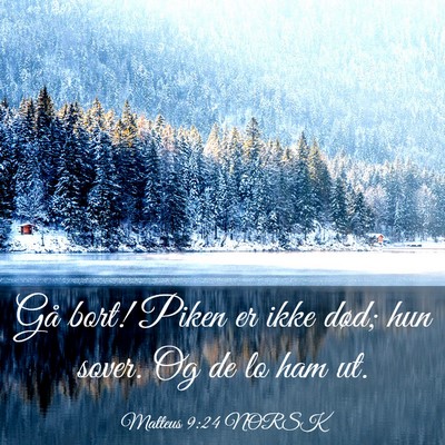 Picture 03 - Matteus 9:24 NORSK - Gå bort! Piken er ikke død; hun sover. Og de lo - Bible Verse Picture