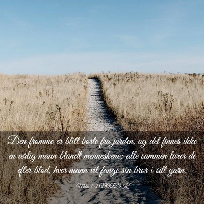 Picture 03 - Mika 7:2 NORSK - Den fromme er blitt borte fra jorden, og det - Bible Verse Picture