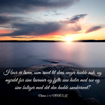 Picture 03 - Nahum 2:12 NORSK - Hvor er løven, som røvet til dens unger hadde - Bible Verse Picture