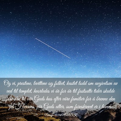 Picture 03 - Nehemja 10:34 NORSK - Og vi, prestene, levittene og folket, kastet lodd - Bible Verse Picture