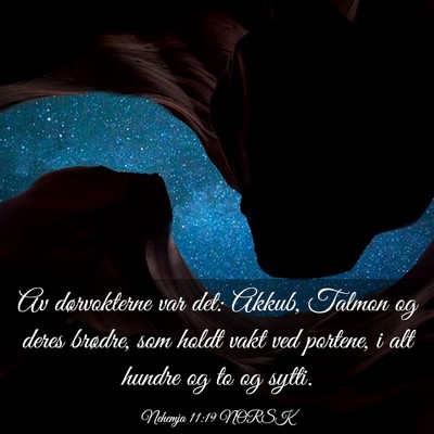 Picture 03 - Nehemja 11:19 NORSK - Av dørvokterne var det: Akkub, Talmon og deres - Bible Verse Picture