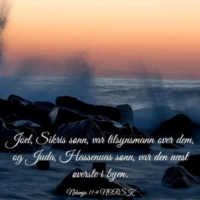 Picture 03 - Nehemja 11:9 NORSK - Joel, Sikris sønn, var tilsynsmann over dem, og - Bible Verse Picture