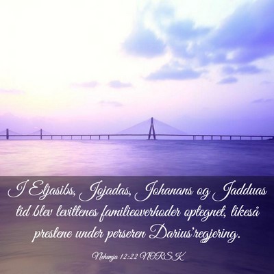 Picture 03 - Nehemja 12:22 NORSK - I Eljasibs, Jojadas, Johanans og Jadduas tid blev - Bible Verse Picture