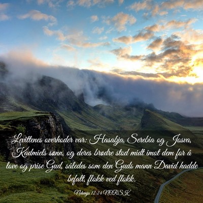 Picture 03 - Nehemja 12:24 NORSK - Levittenes overhoder var: Hasabja, Serebia og - Bible Verse Picture